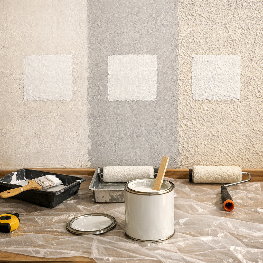 Le mini-test maison&nbsp;: 1 litre sur plâtre neuf, mur déjà peint et mur texturé