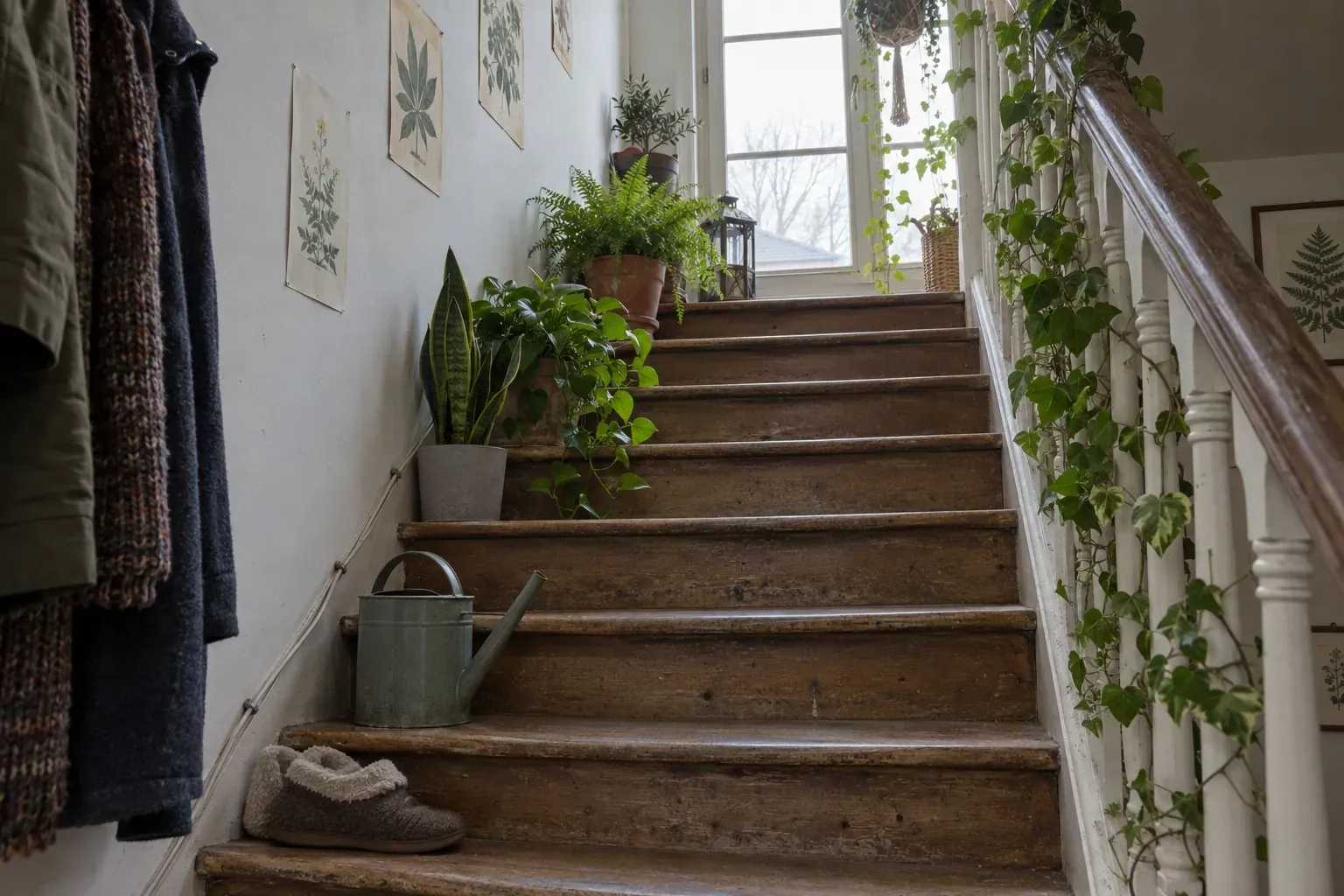 10 façons de transformer votre cage d'escalier en jardin d'intérieur : verdir la maison sans perdre de place