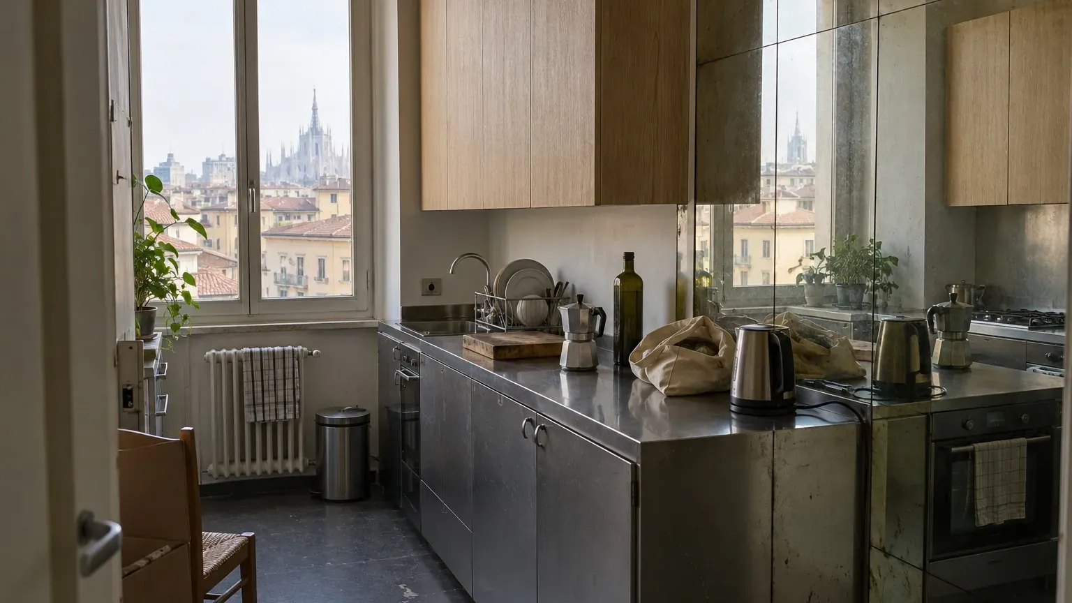 4 astuces d'architectes à connaître avant de refaire une petite cuisine : miroir, meuble suspendu, table polyvalente