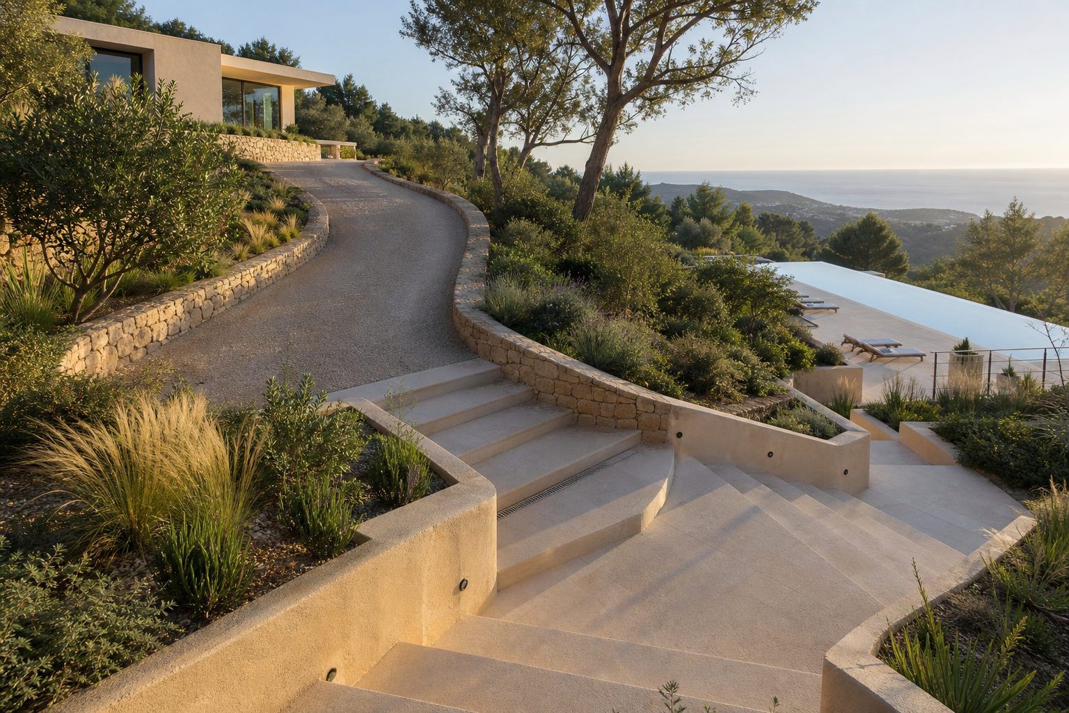 Allée, escalier, terrasse et piscine : les aménagements à ne pas improviser