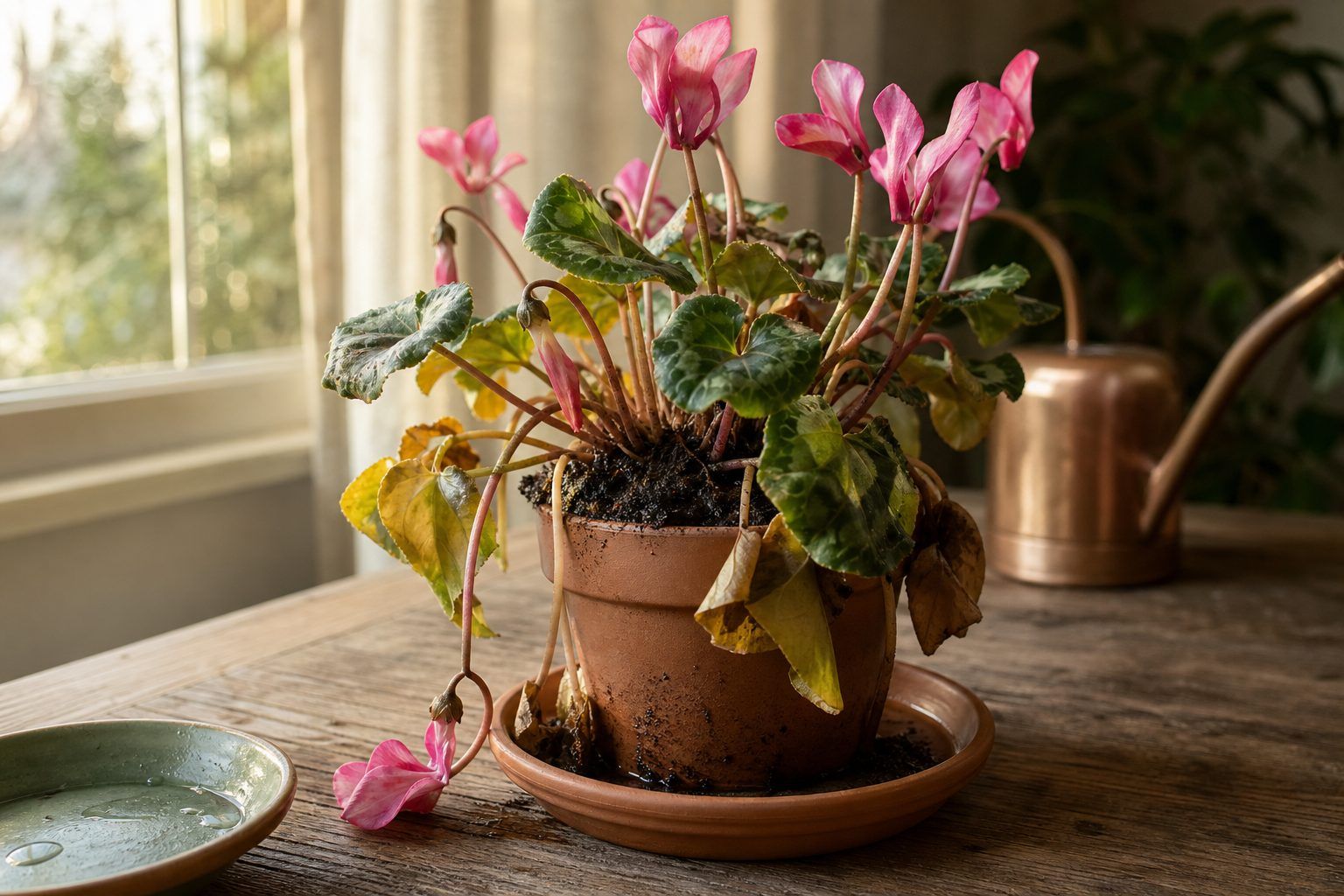Pourquoi les feuilles du cyclamen jaunissent-elles ou les tiges deviennent-elles molles ?