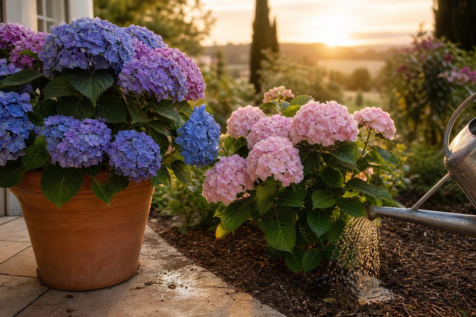 Hortensias en pot, en pleine terre ou en canicule : adaptez les soins