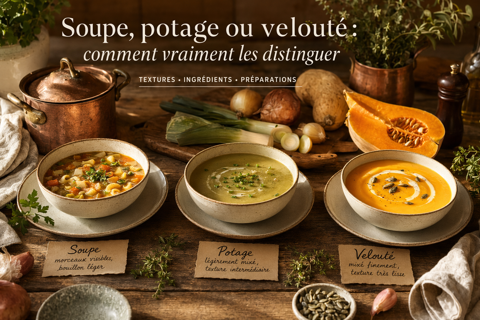 Soupe, potage ou velouté : comment vraiment les distinguer