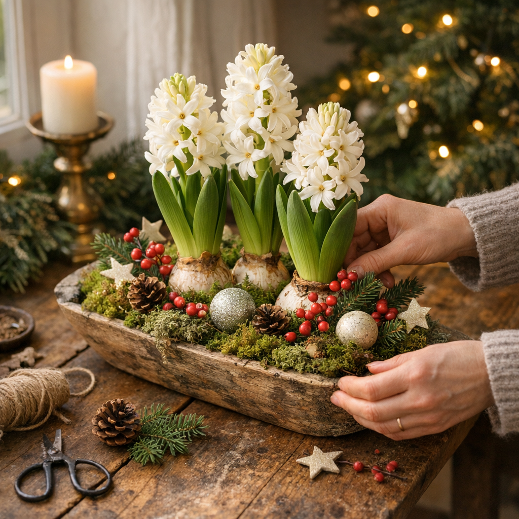 Comment faire une composition de jacinthe pour Noël ?