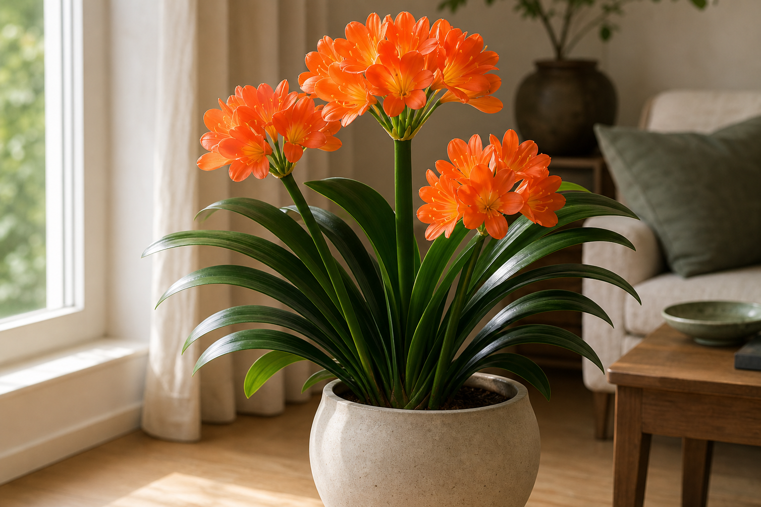L’entretien du clivia l’aide à refleurir chaque année