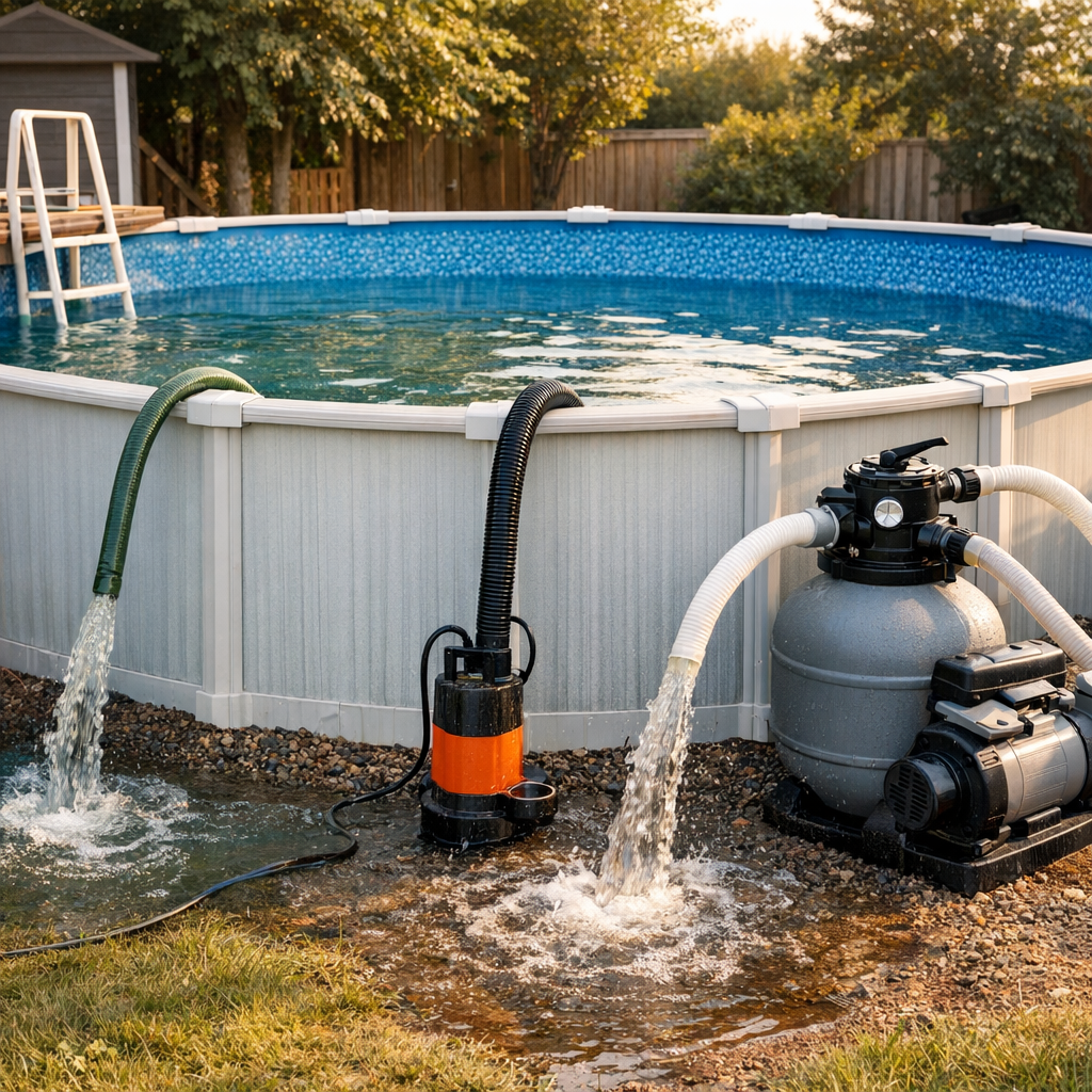 Comment vider une piscine hors sol selon la bonne méthode : tuyau, pompe ou filtration existante