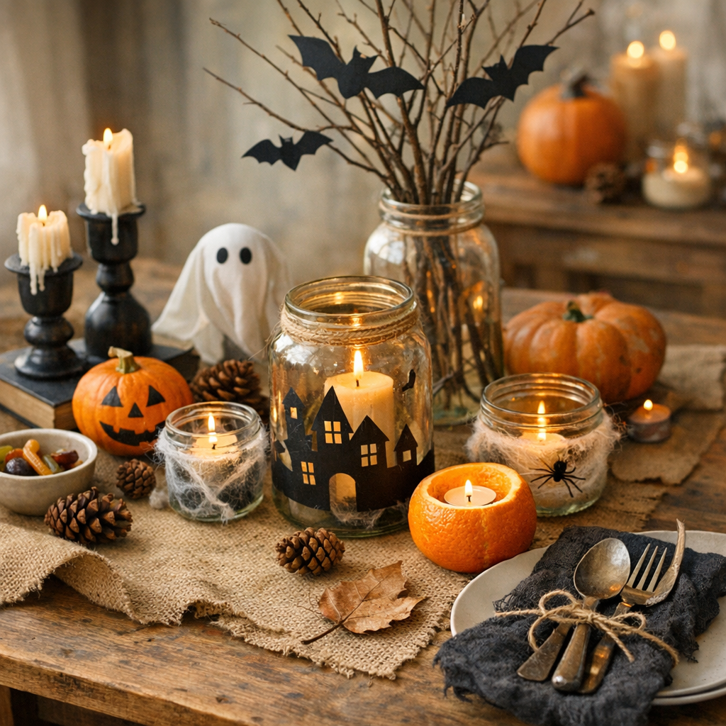 Idées de déco de table d’Halloween à faire soi-même avec des objets ordinaires