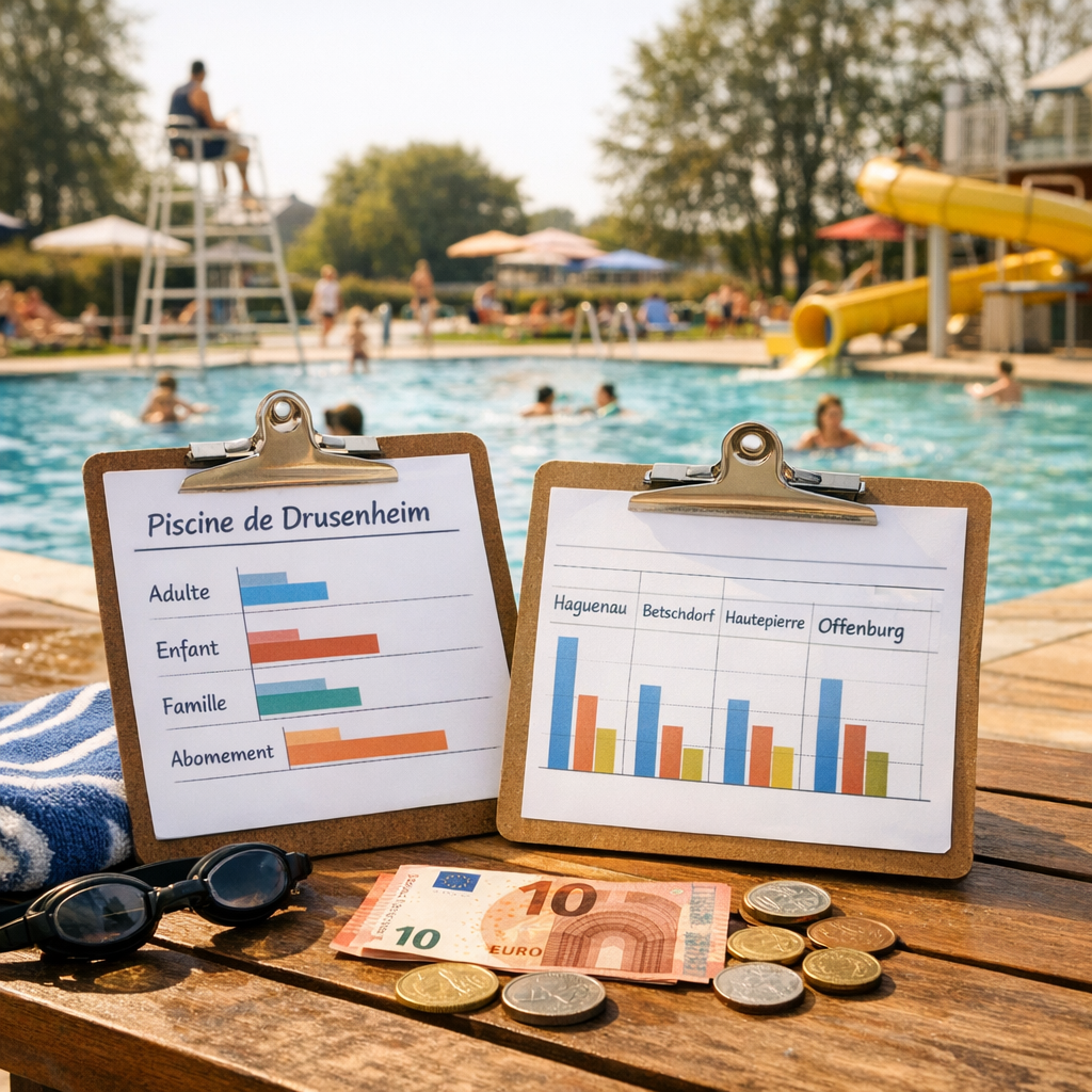 Tarifs : combien coûte l’entrée à la piscine de Drusenheim par rapport à Haguenau, Betschdorf, Hautepierre ou Offenburg 