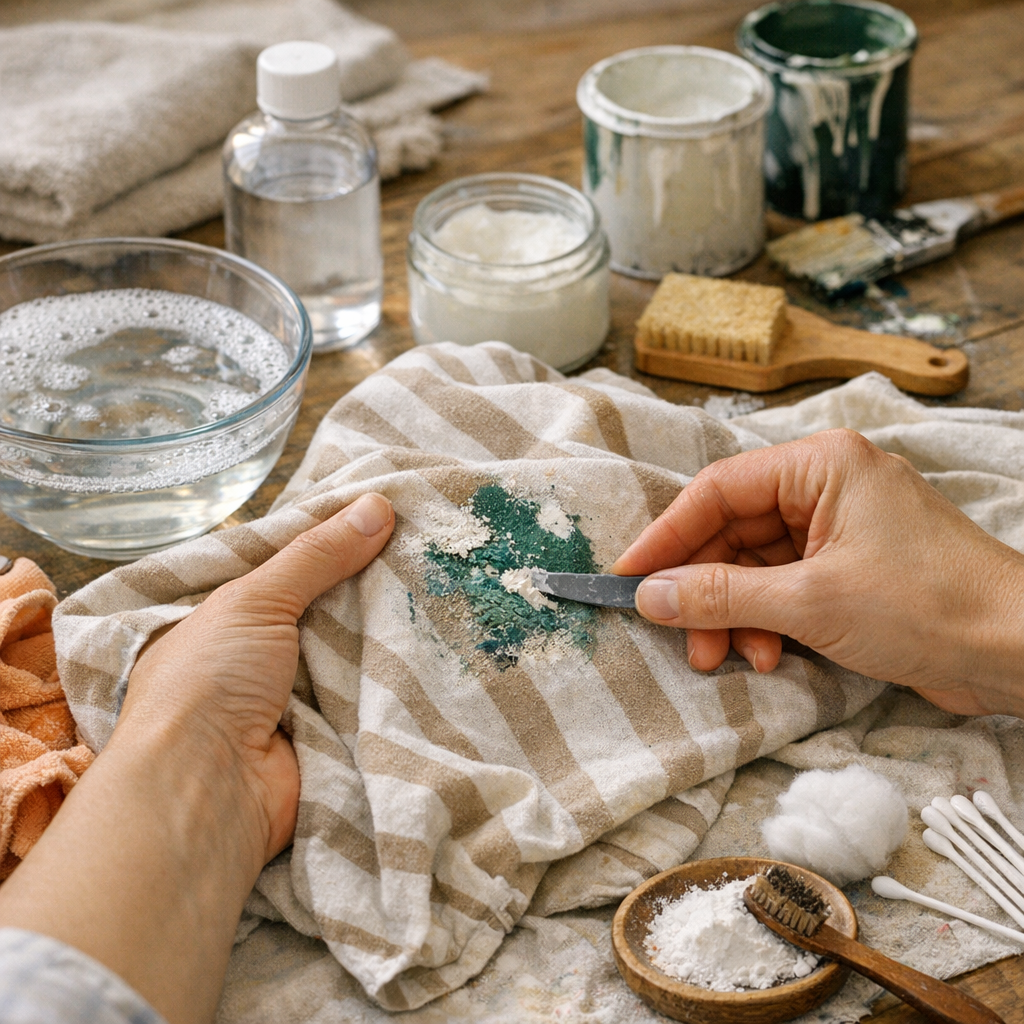 Que faire si la peinture est sèche ou incrustée dans le tissu ?