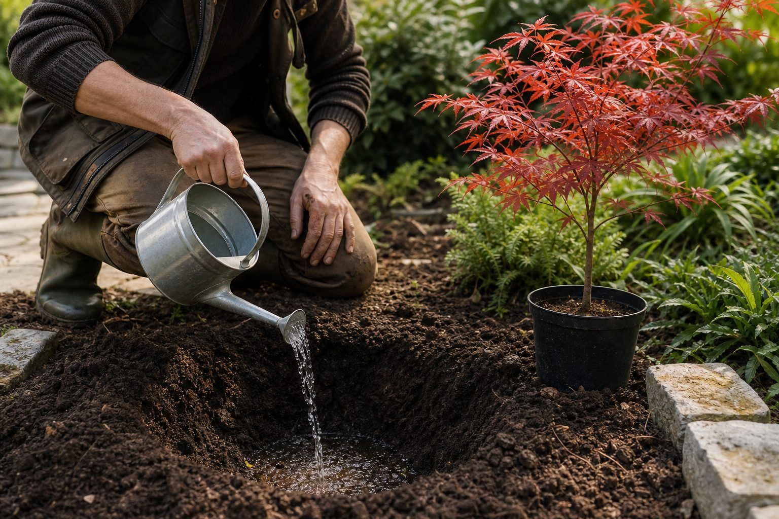 Plantation de l’érable du Japon : tester le drainage et l’eau avant de planter