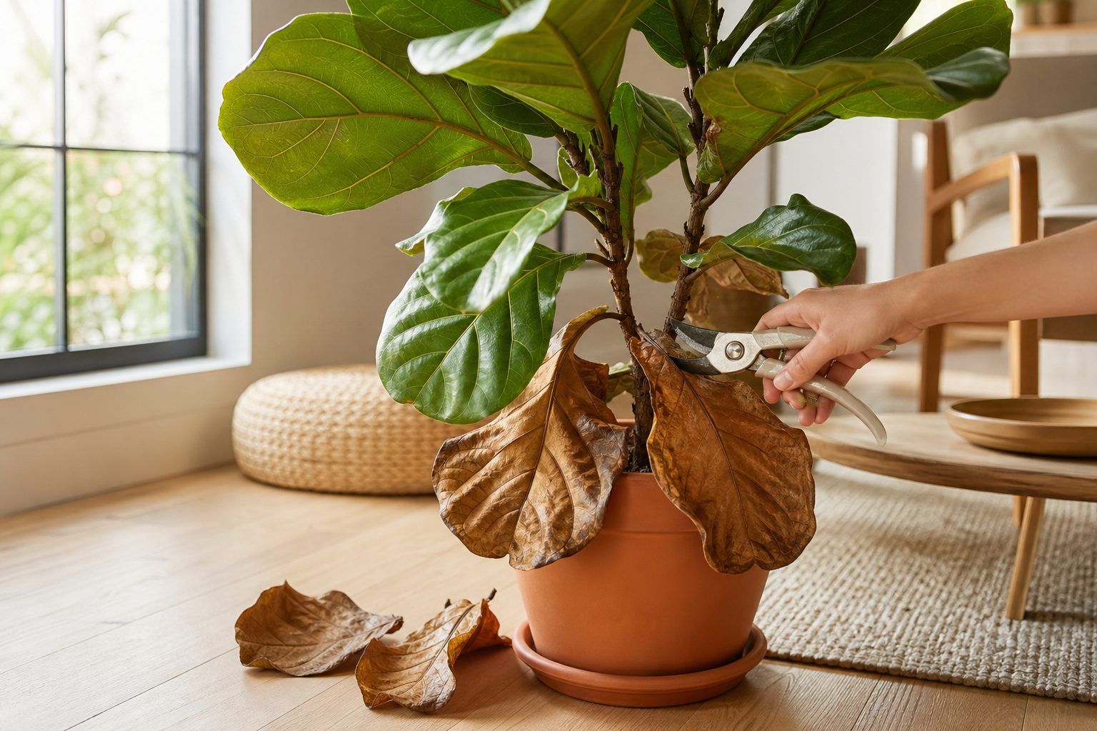 Feuilles brunes, chute des feuilles et taille : lire les signaux de son ficus