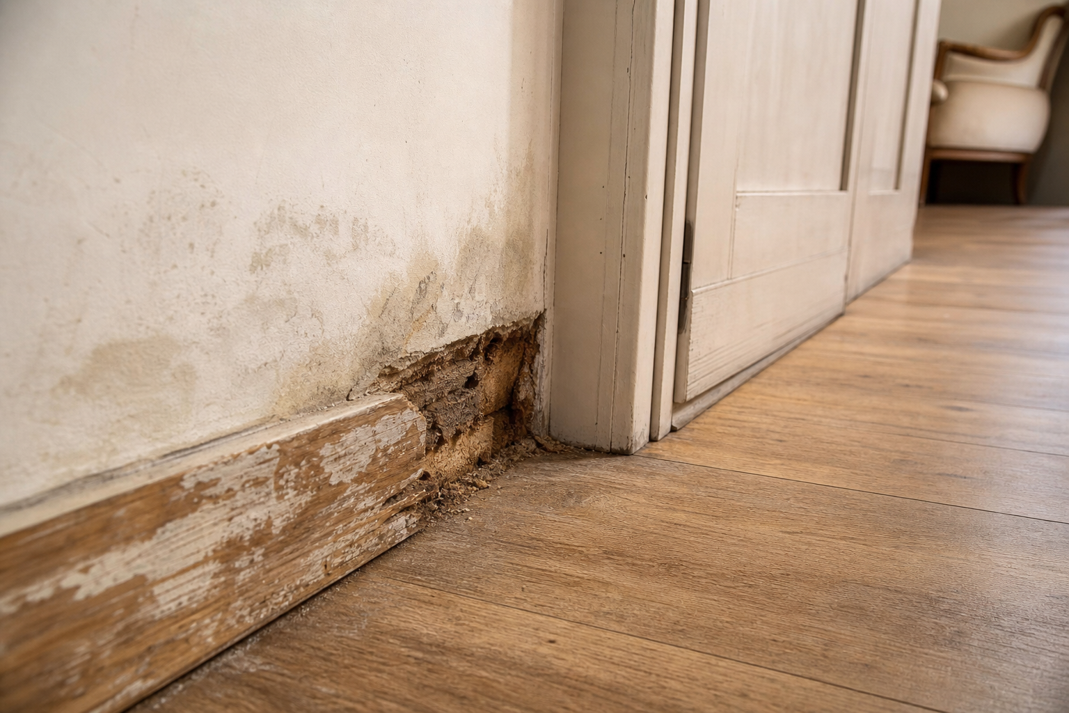 Des traces sur le mur peuvent-elles révéler une mérule ?