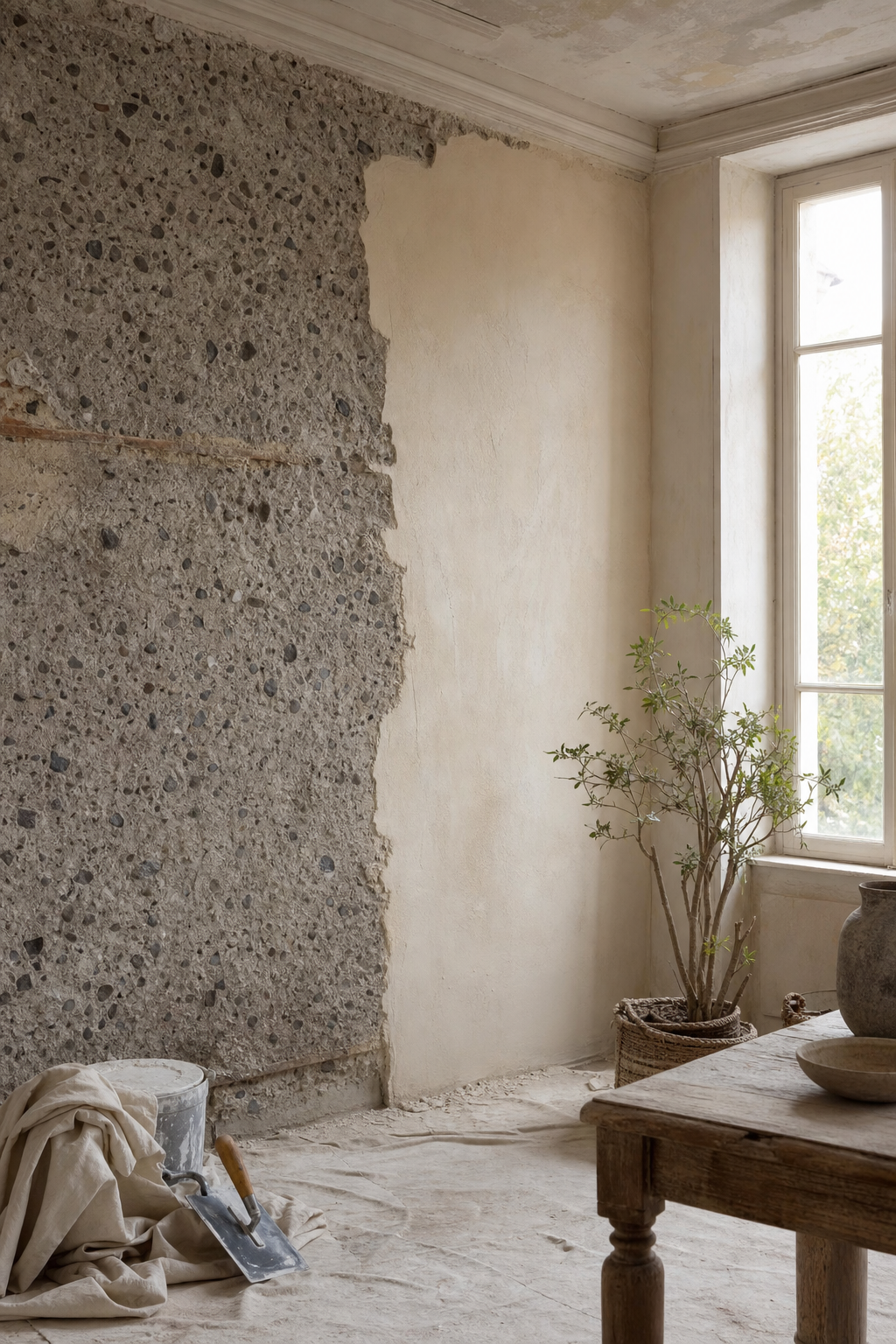 Un mur en mâchefer demande une rénovation attentive