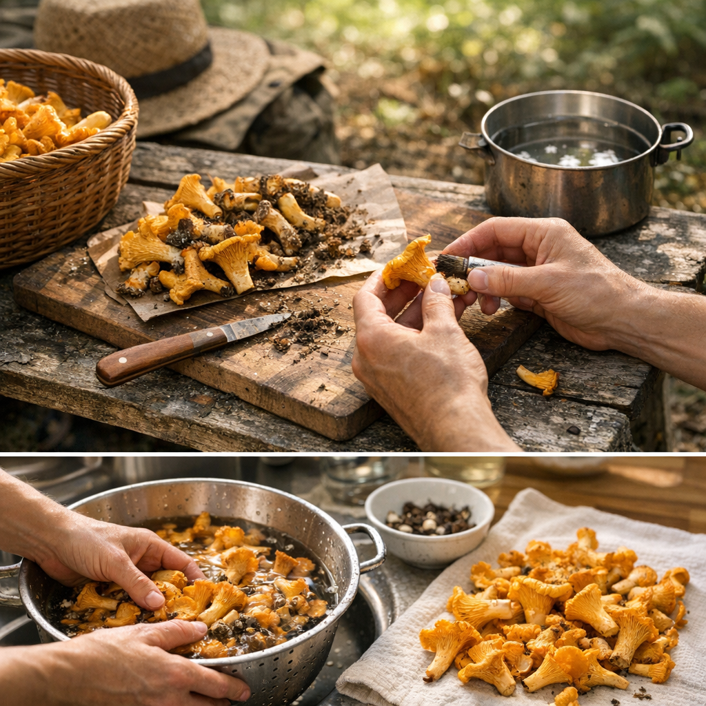 Nettoyez vos chanterelles sur place puis finissez à la maison