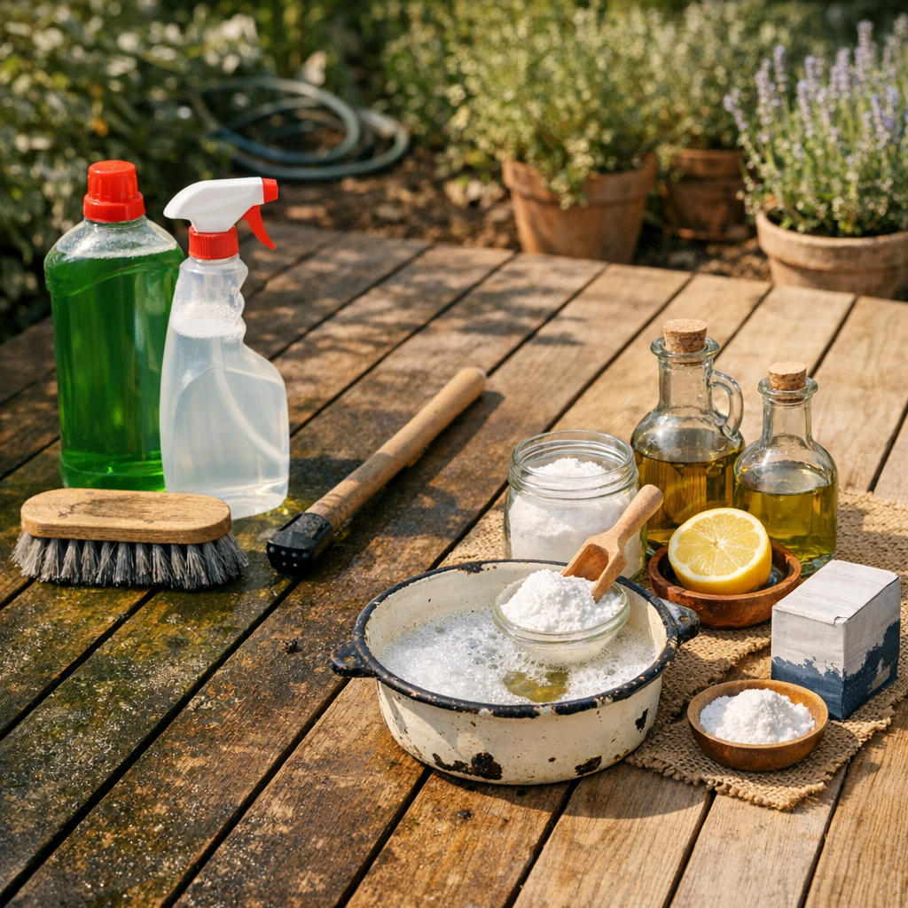 Quel produit pour nettoyer terrasse en bois ? La bonne réponse dépend de l'état du bois, pas de la recette la plus connu