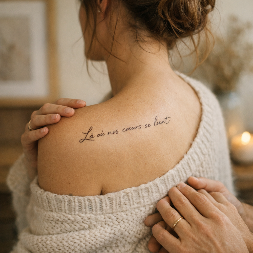 Comment choisir une phrase de tatouage famille qui reste intime sans exposer publiquement un deuil, un enfant ou un conj