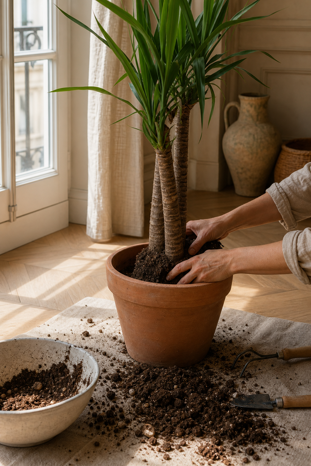 Le rempotage du Yucca se fait en douceur au printemps