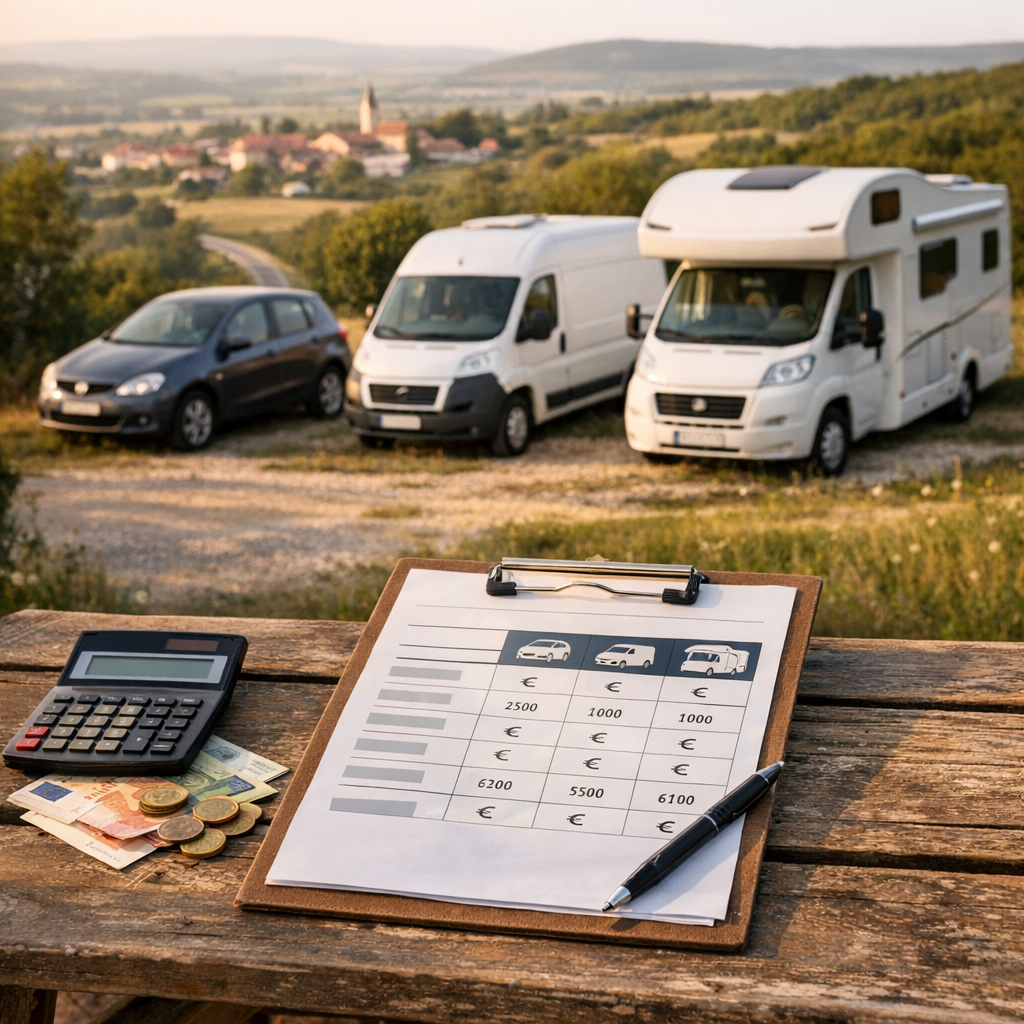 Budget, véhicule et tableau de prix : voiture, van ou camping-car ?