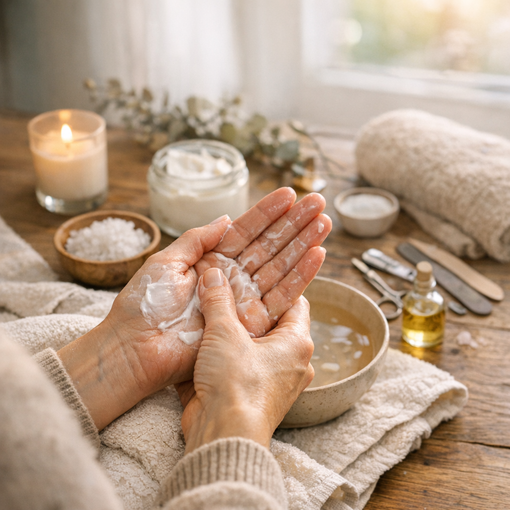 Quand un soin des mains maison devient un geste de soulagement, et non plus seulement de beauté
