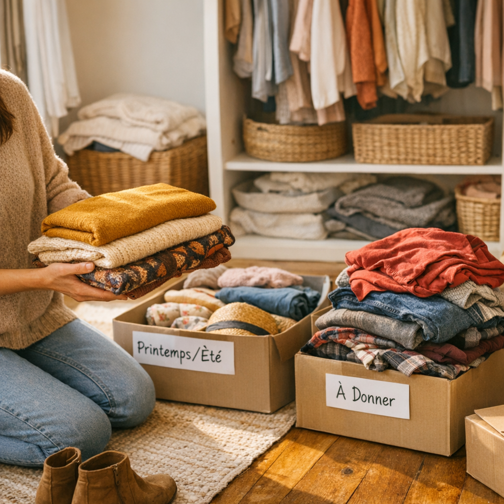 Comment trier ses vêtements par saison sans transformer la pile « à donner » en faux soulagement ?