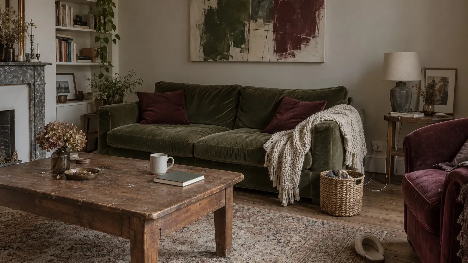 Vert et bordeaux profonds : ce qui change dans un intérieur trop neutre dès cet automne