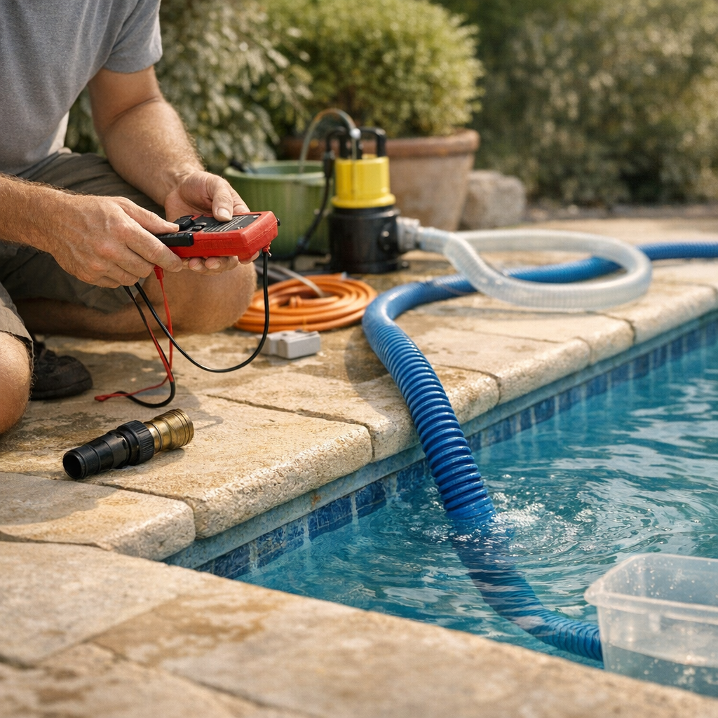 Que faire si le siphon ne démarre pas ou s’arrête, même quand le tuyau est bien plongé dans la piscine ?